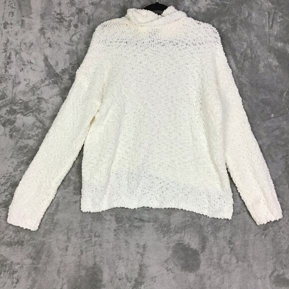 Bobeau Sweater Women's Size Large Off White Popcorn Kit Cowl Neck Long-Sleeve - Picture 2 of 16